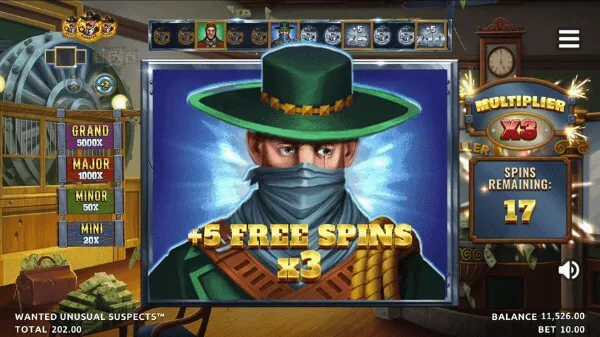 Isang visual na representasyon ng Unusual Suspects Cartel Cash slot na nagpapakita ng mga cartel-themed symbols at ang makulay na setting ng Mexico.