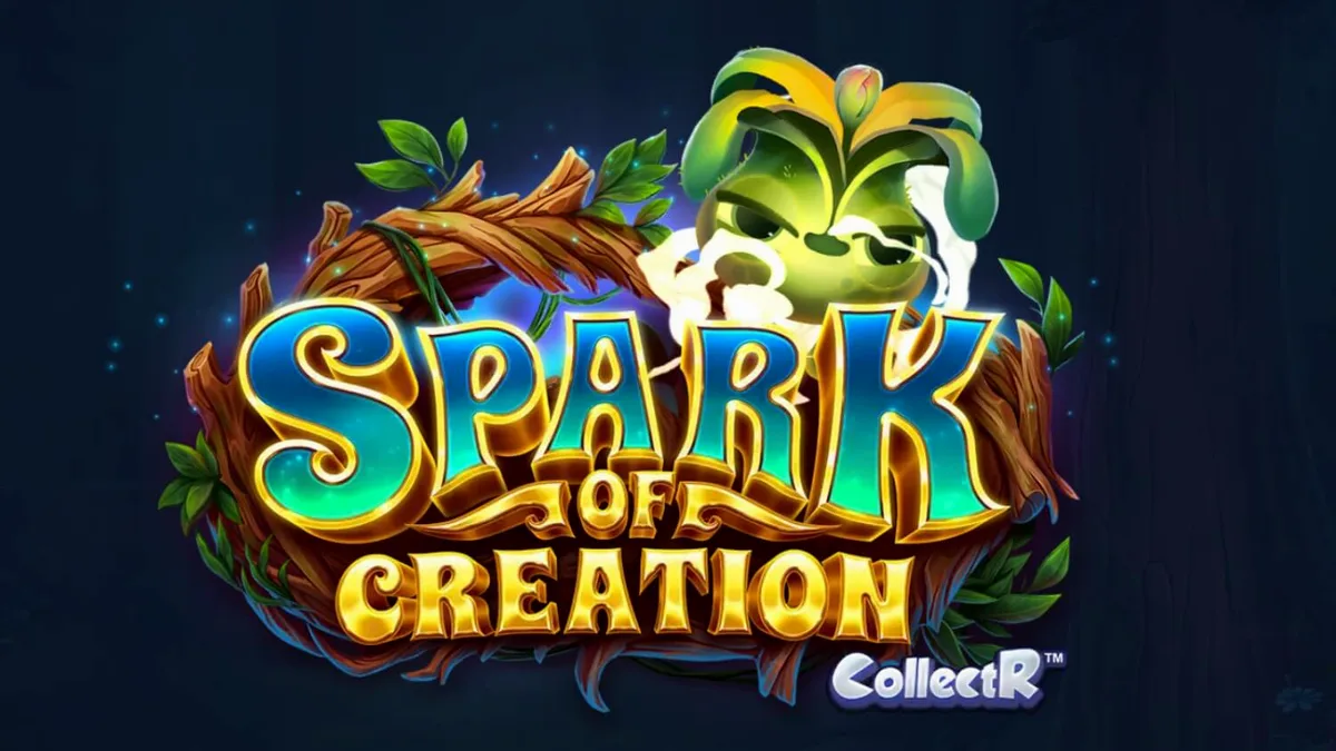 Ang makulay at mahiwagang kagubatan sa Spark of Creation slot na puno ng mga elemental na nilalang.