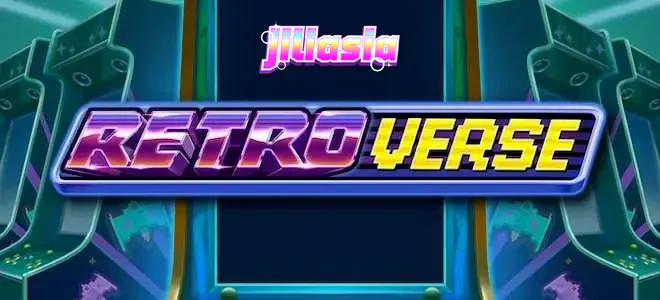 Isang makulay at neon na arcade-style na slot machine na may 6 na reels.